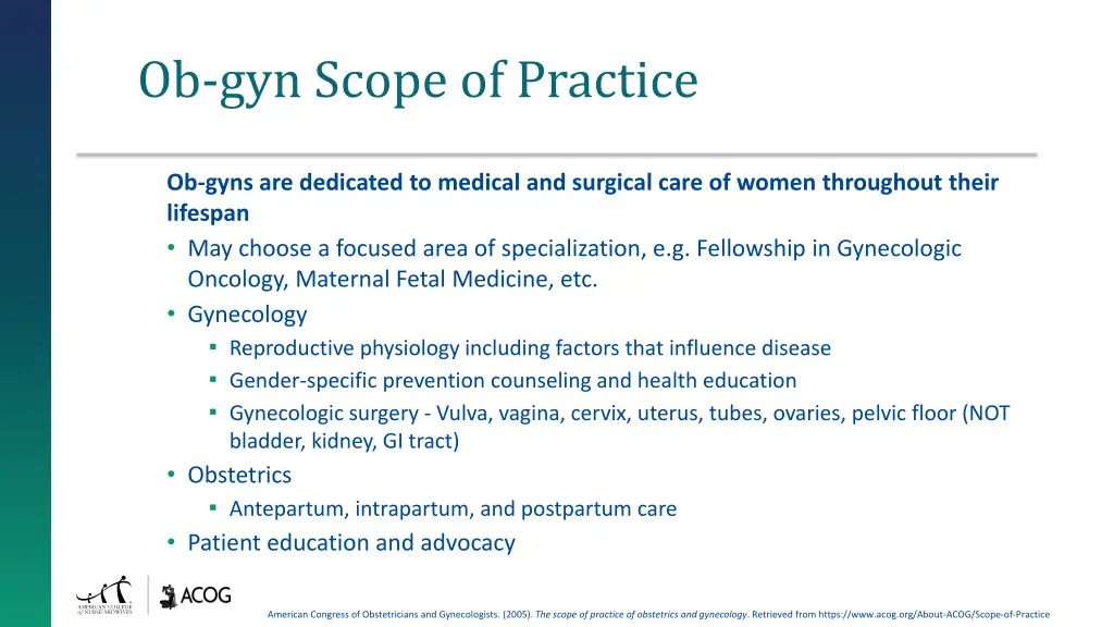 ob gyn scope of practice