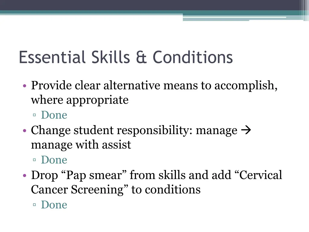 essential skills conditions