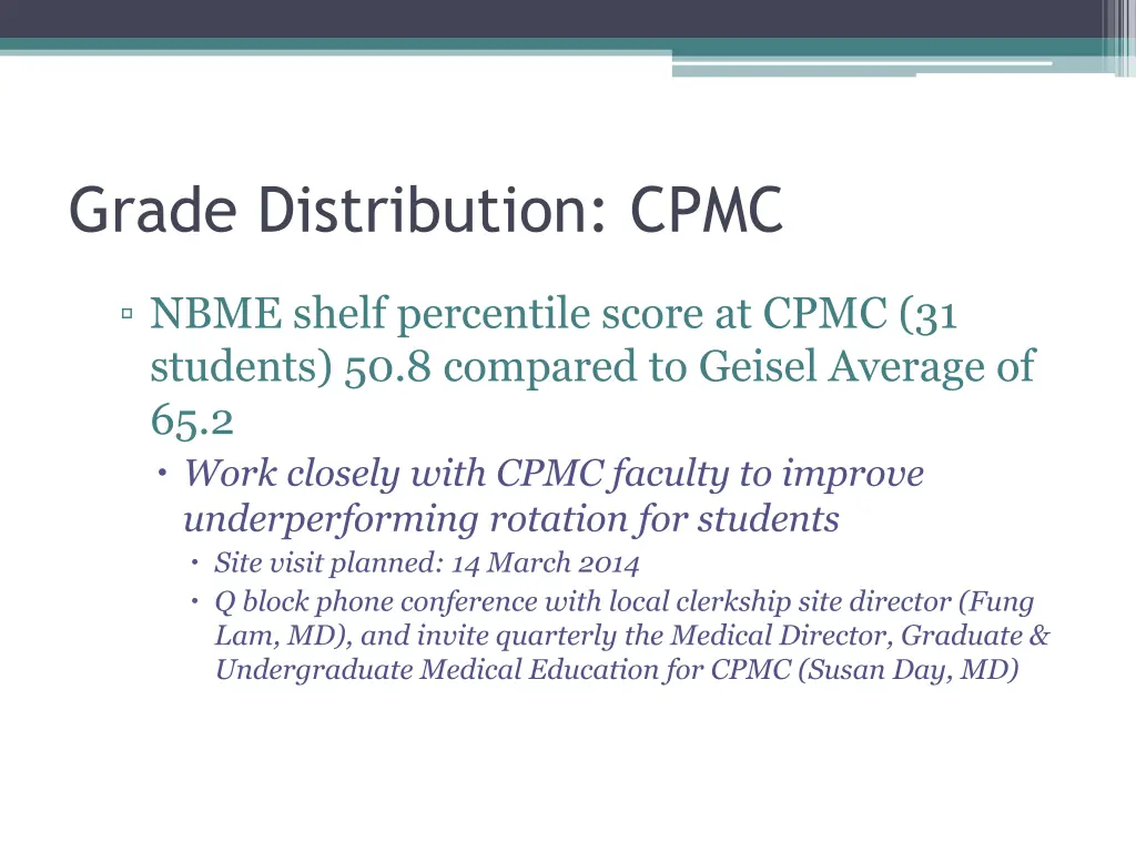 grade distribution cpmc