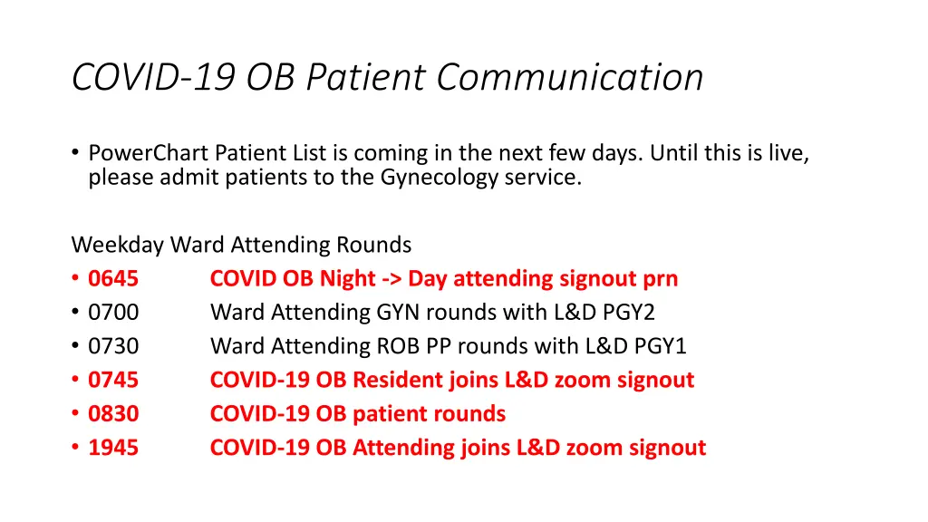 covid 19 ob patient communication