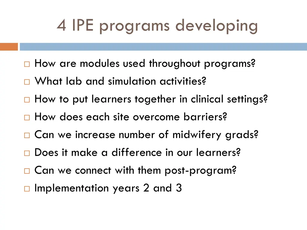 4 ipe programs developing