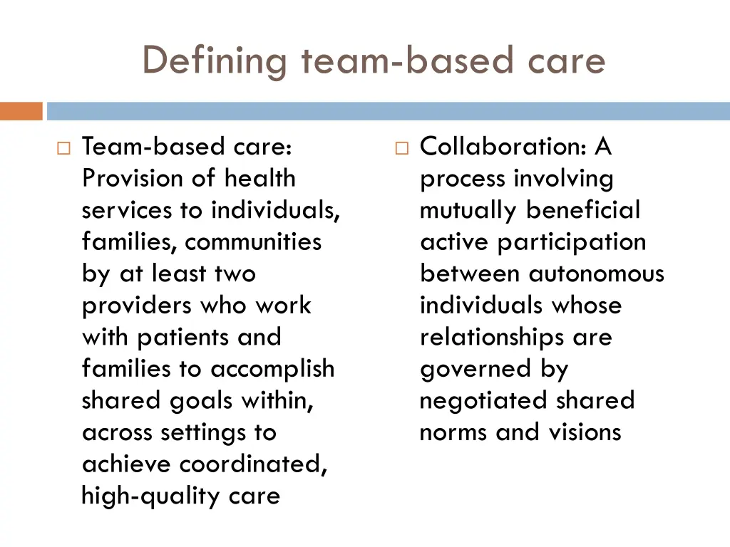 defining team based care