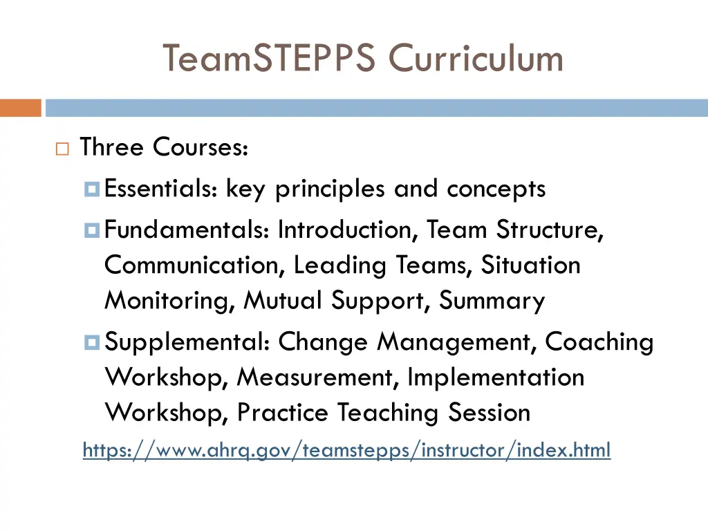 teamstepps curriculum