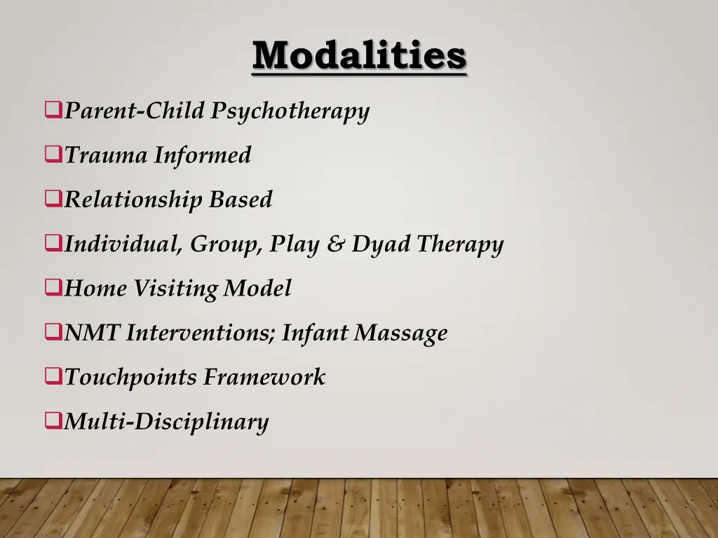 modalities