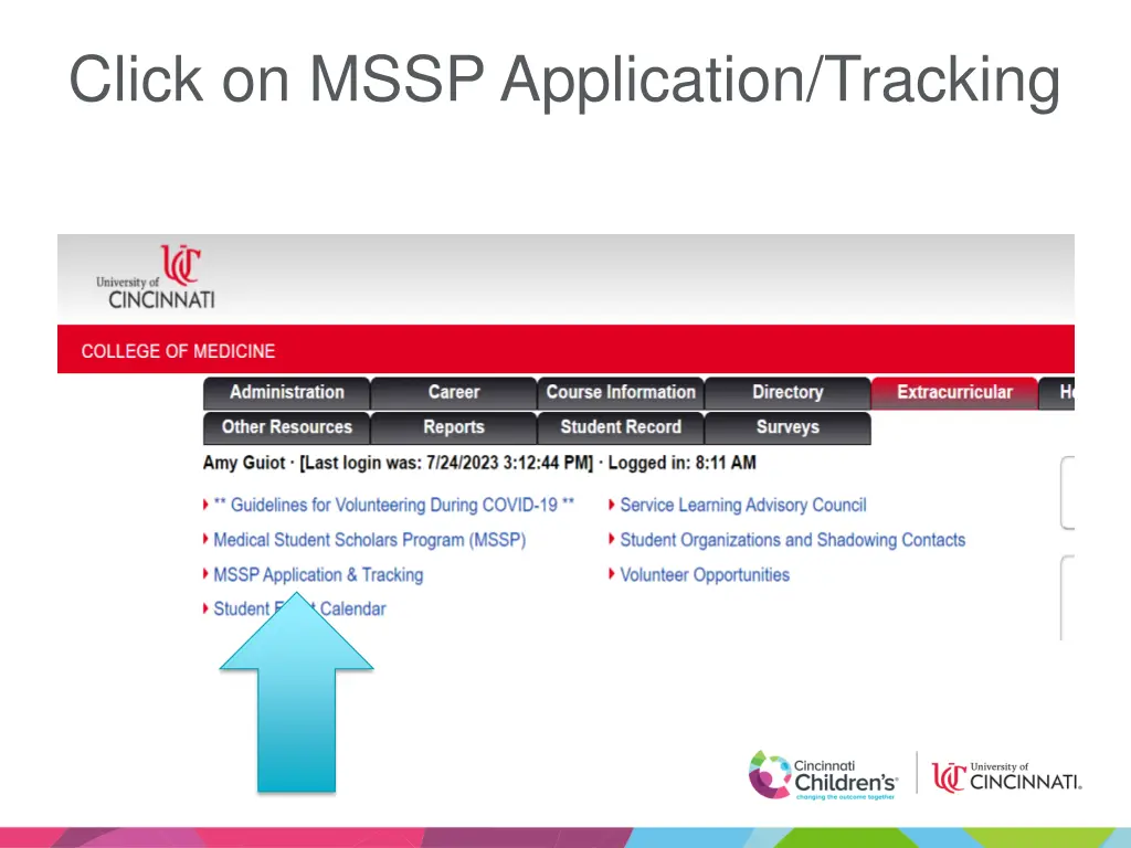 click on mssp application tracking