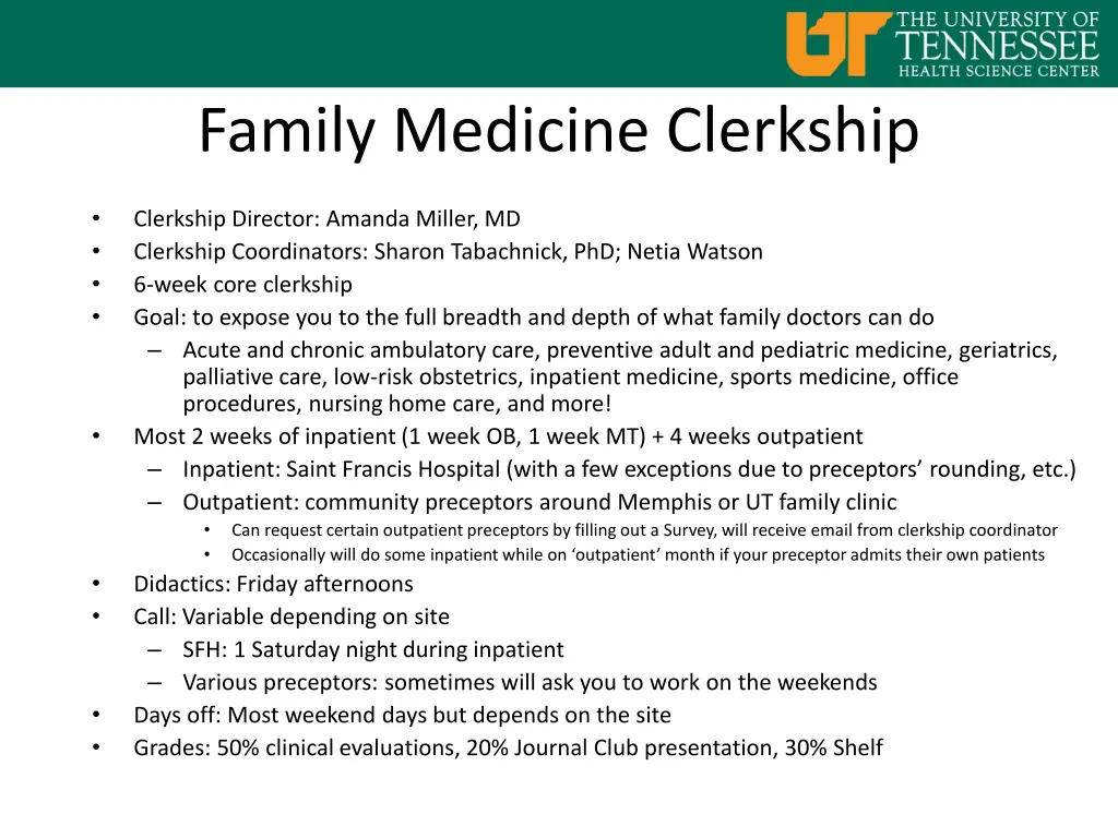 family medicine clerkship