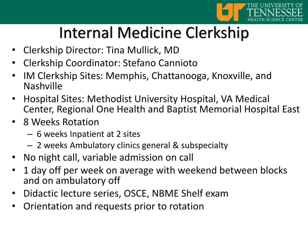 internal medicine clerkship clerkship director