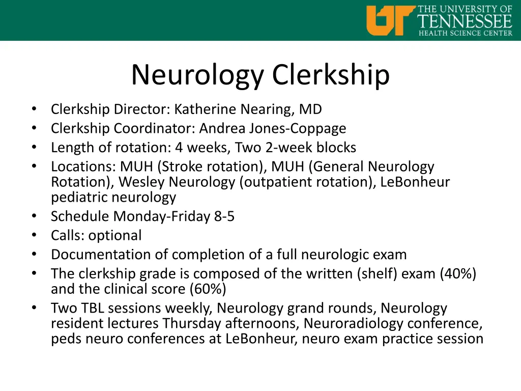 neurology clerkship clerkship director katherine