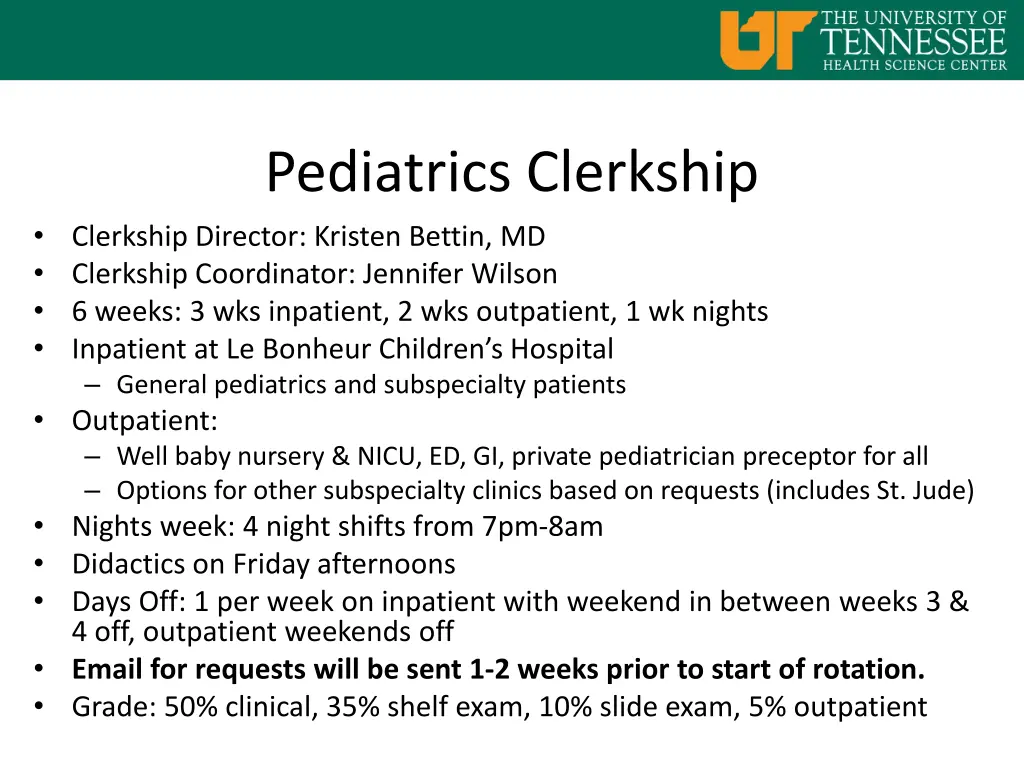 pediatrics clerkship clerkship director kristen