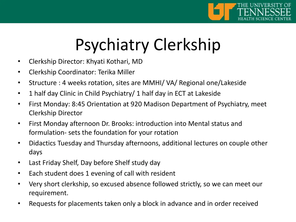 psychiatry clerkship clerkship director khyati