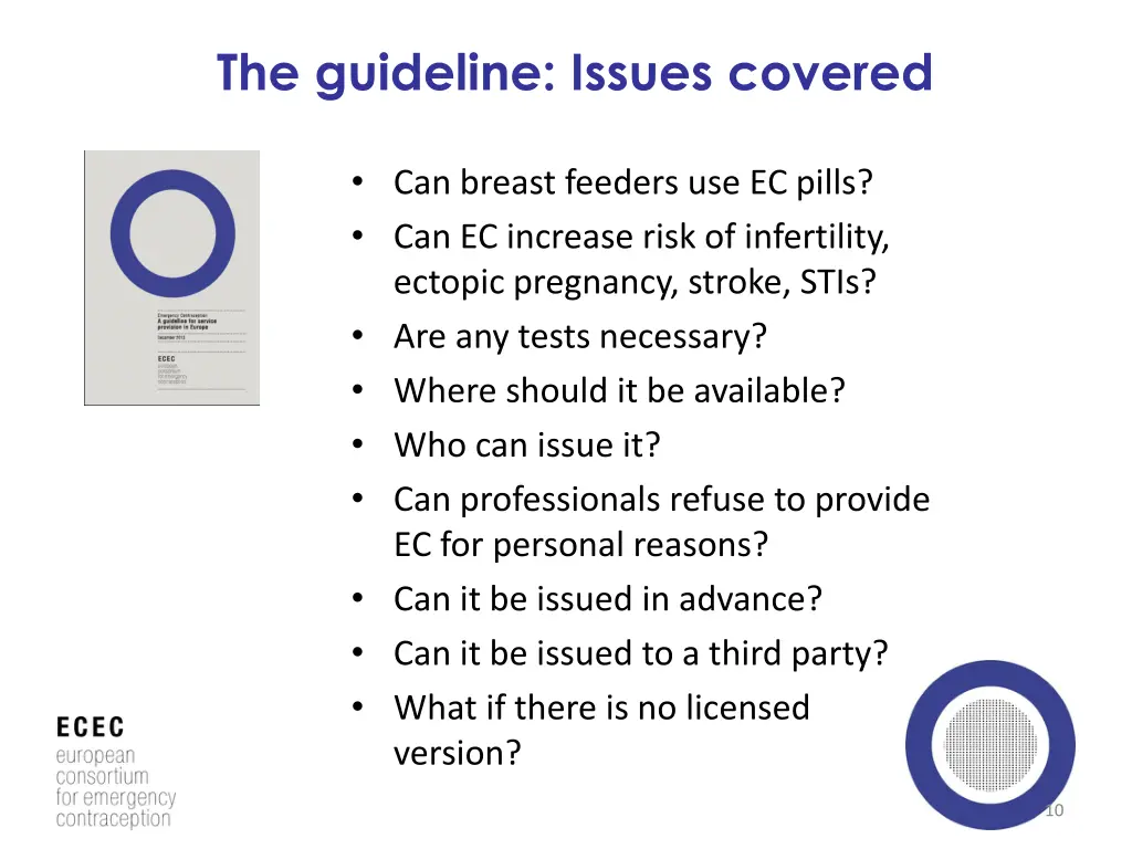 the guideline issues covered 1