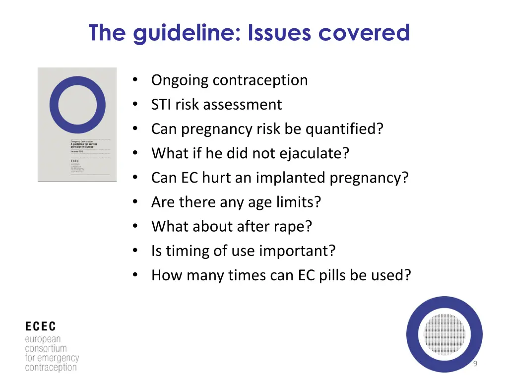 the guideline issues covered