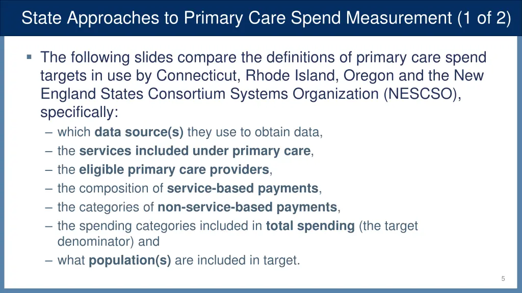 state approaches to primary care spend 1