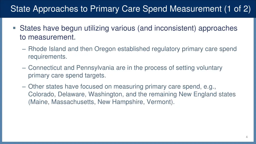 state approaches to primary care spend