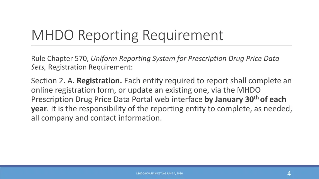 mhdo reporting requirement