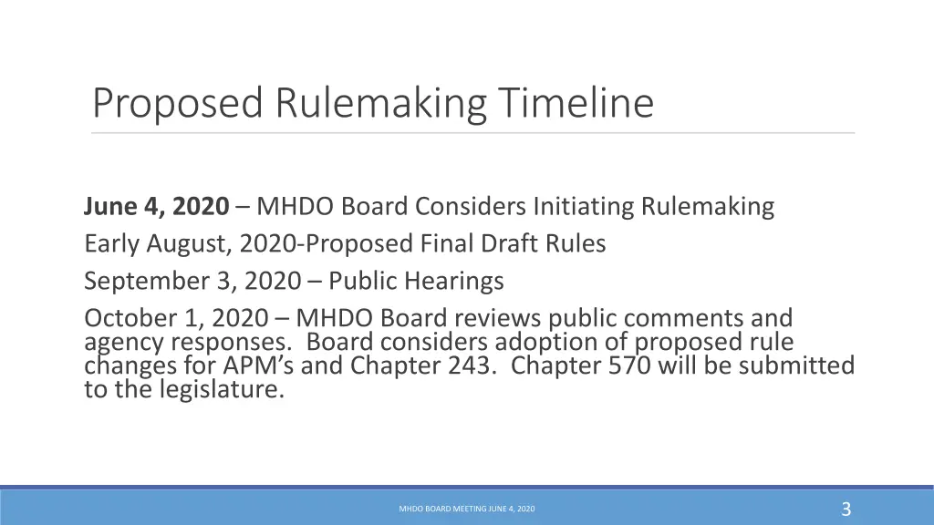 proposed rulemaking timeline