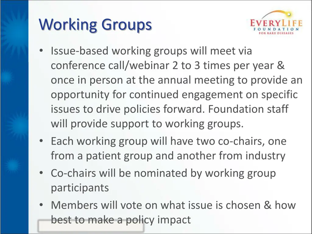 working groups