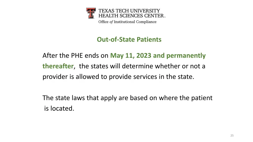 out of state patients