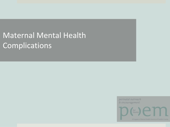 maternal mental health complications