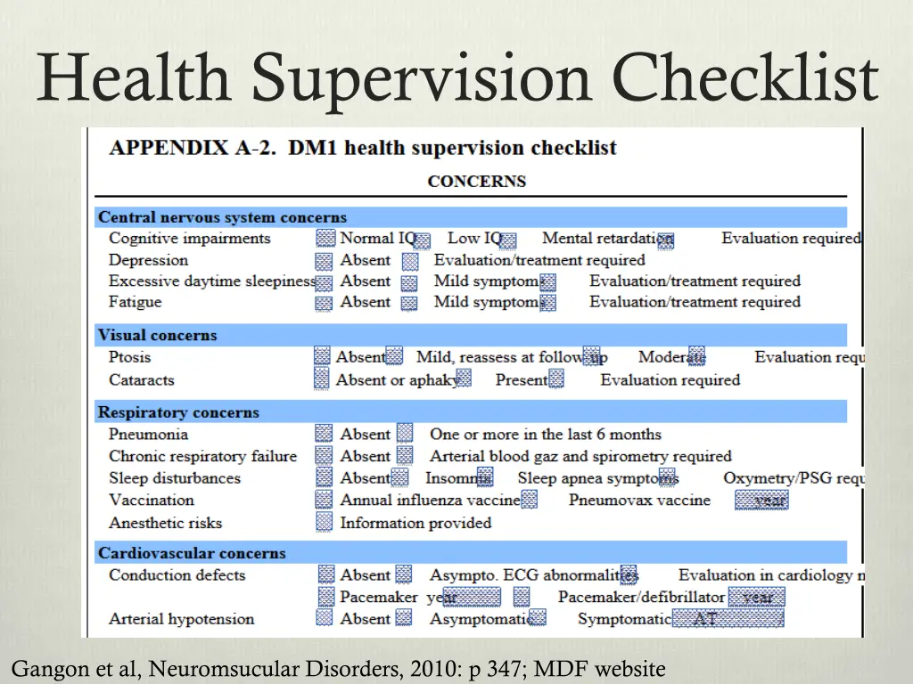 health supervision checklist