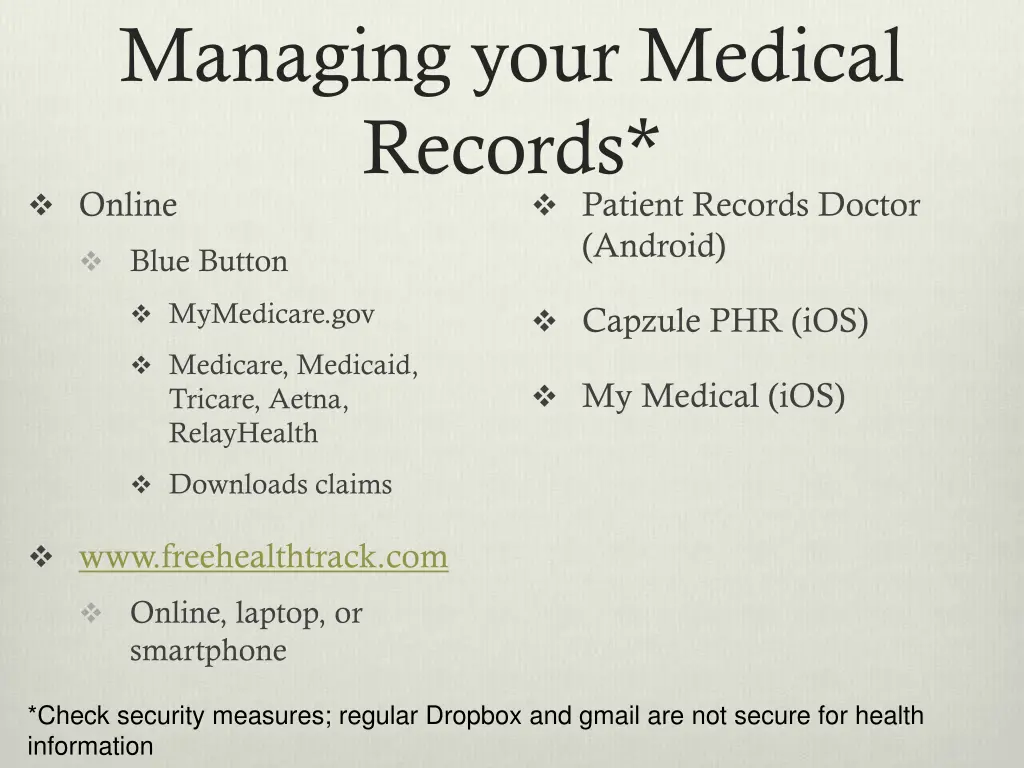 managing your medical records online