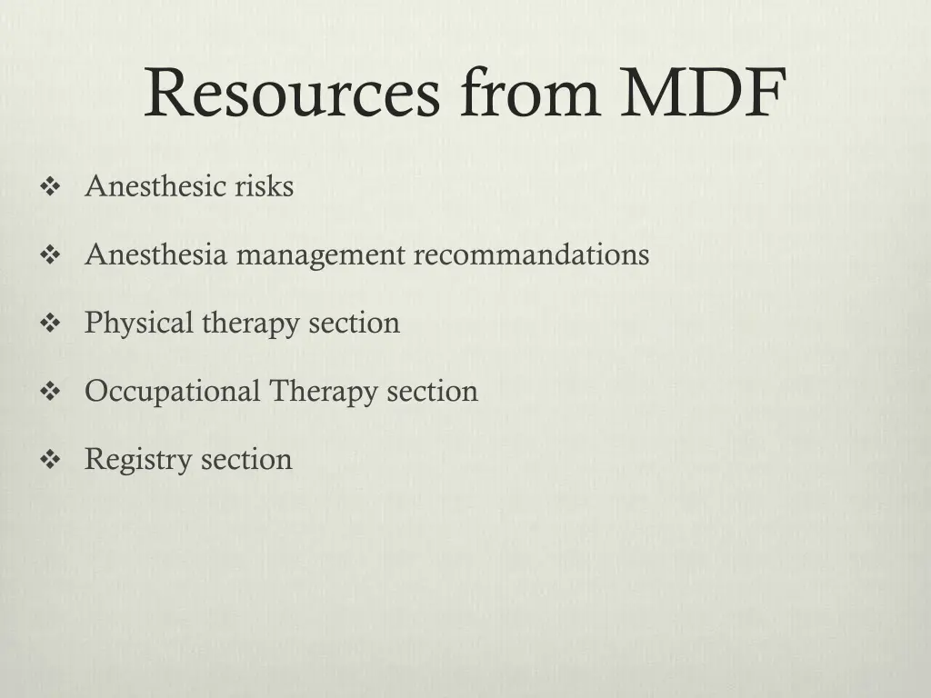 resources from mdf