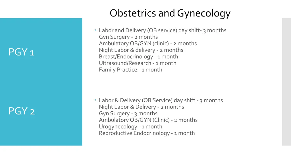 obstetrics and gynecology