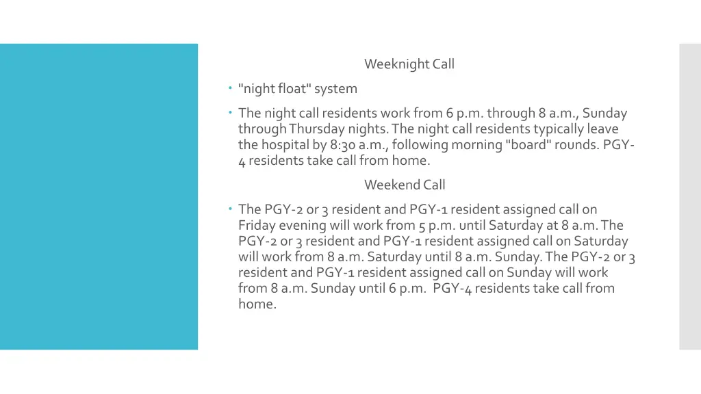 weeknight call