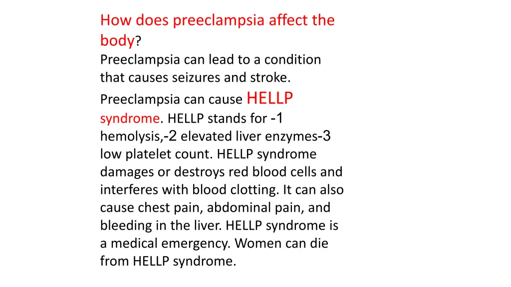 how does preeclampsia affect the body