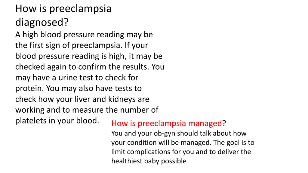 how is preeclampsia diagnosed a high blood