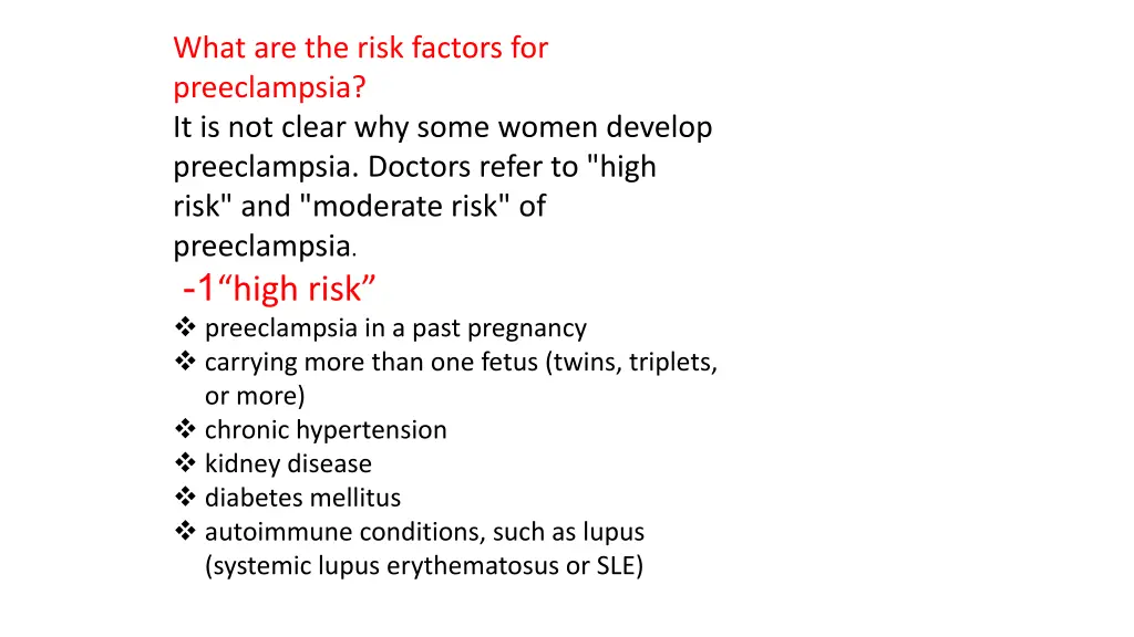 what are the risk factors for preeclampsia