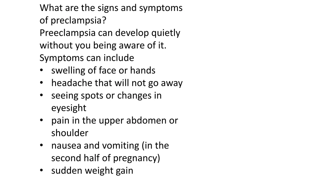 what are the signs and symptoms of preclampsia