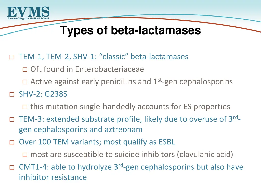 types of beta lactamases