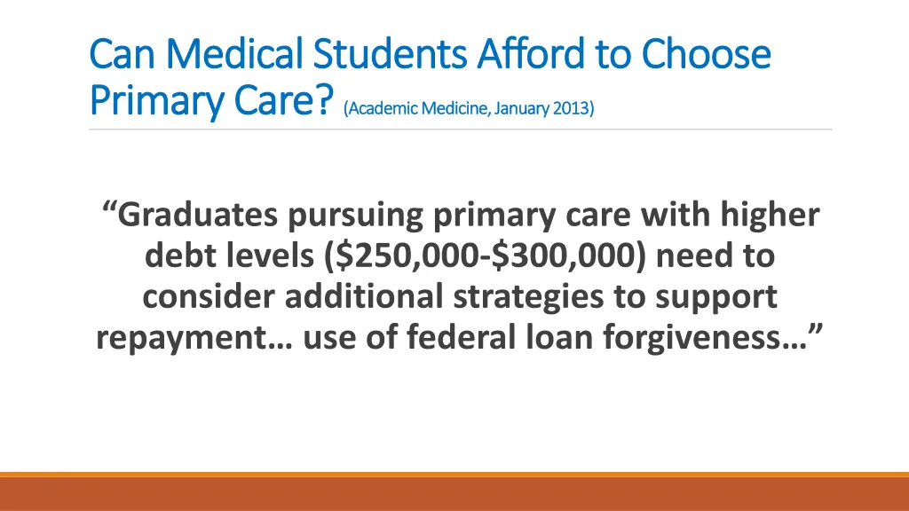 can medical students afford to choose can medical