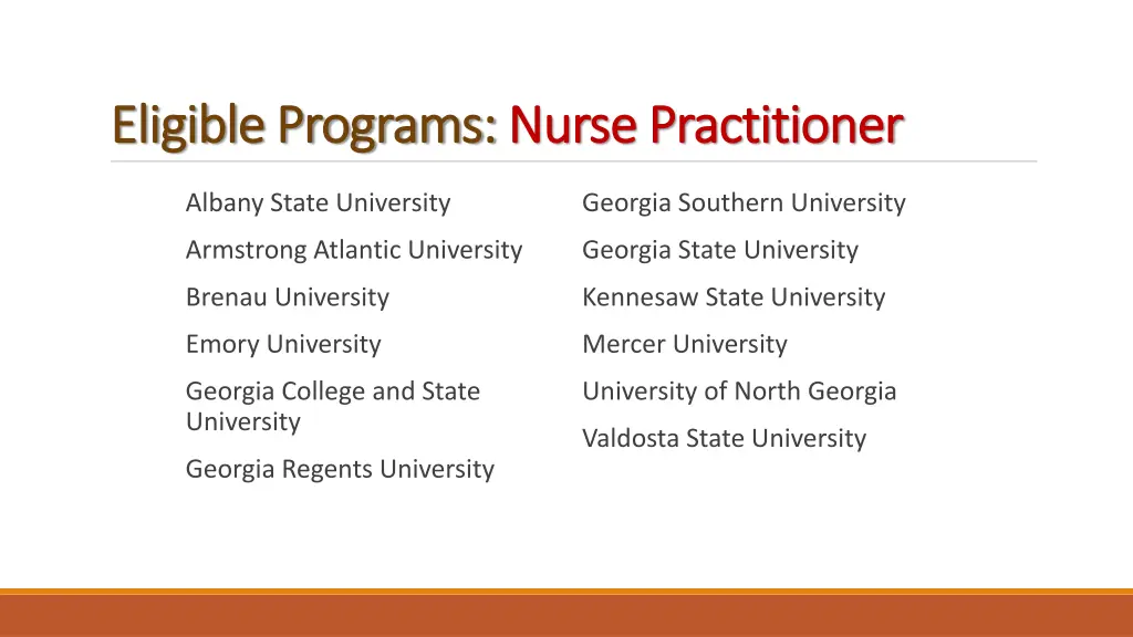 eligible programs eligible programs nurse