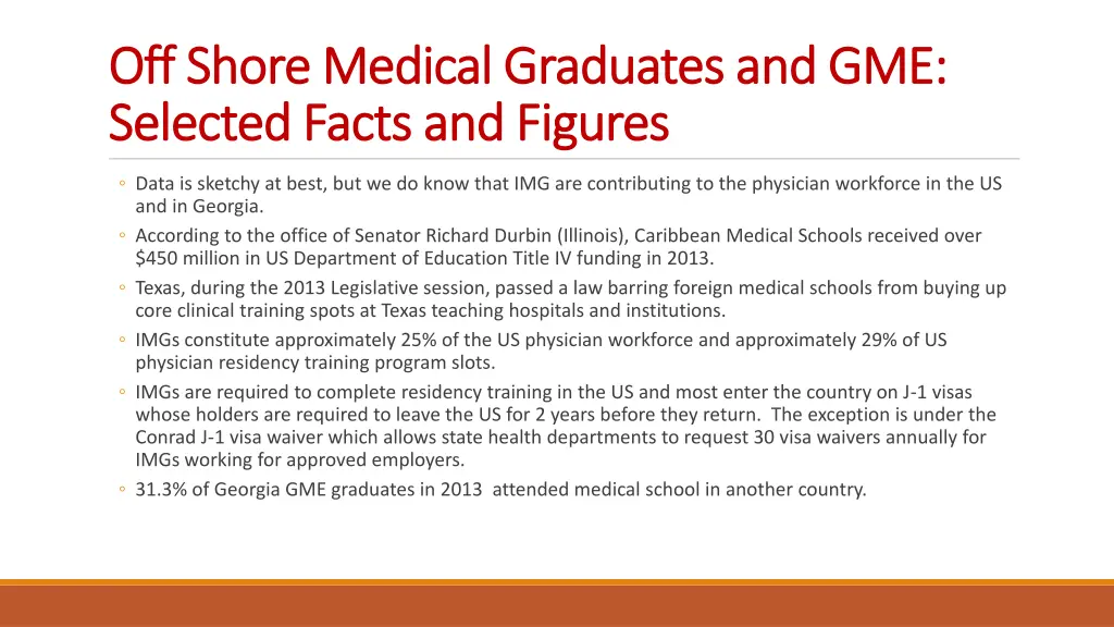 off shore medical graduates and gme off shore