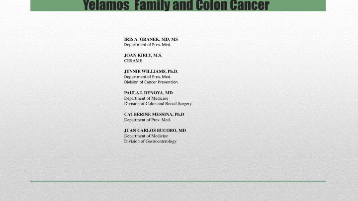 yelamos family and colon cancer