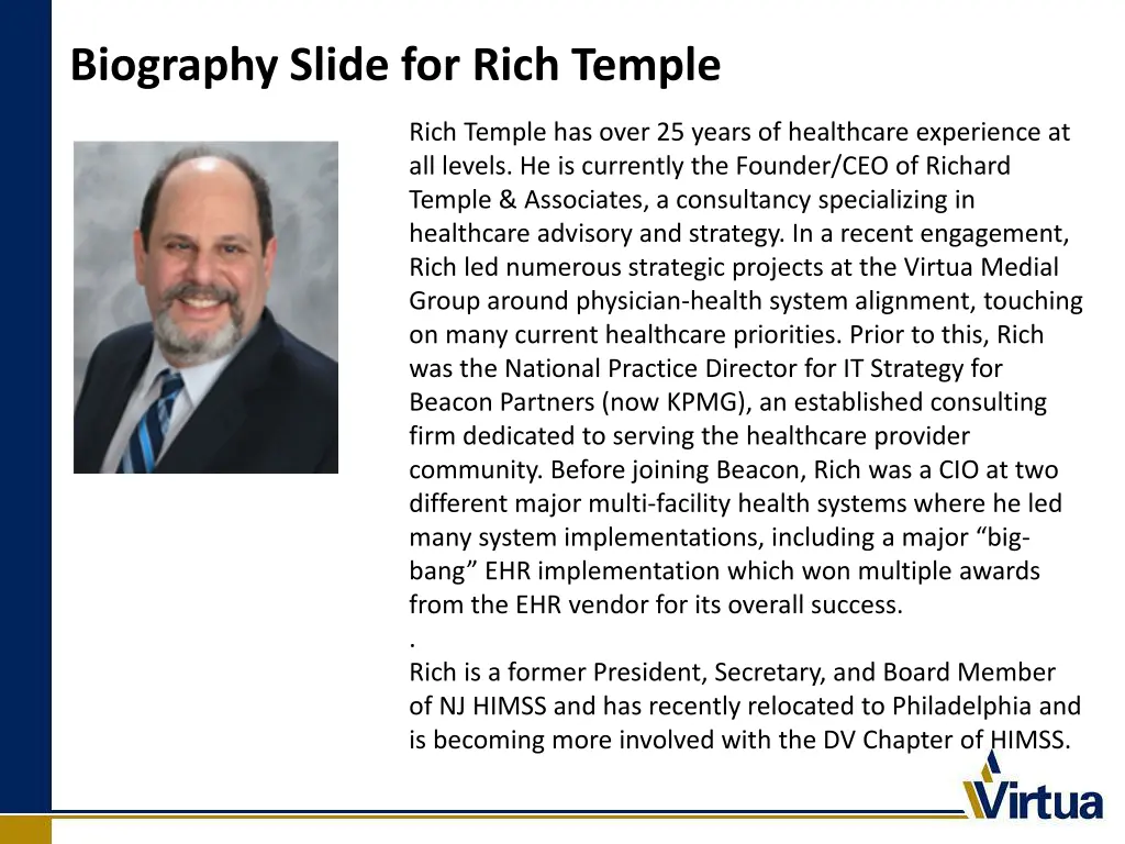 biography slide for rich temple