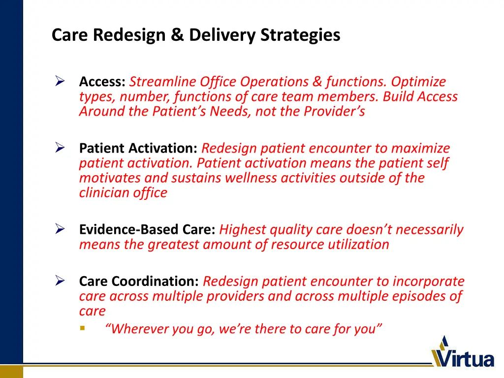 care redesign delivery strategies