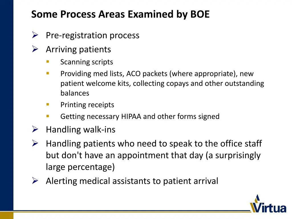 some process areas examined by boe