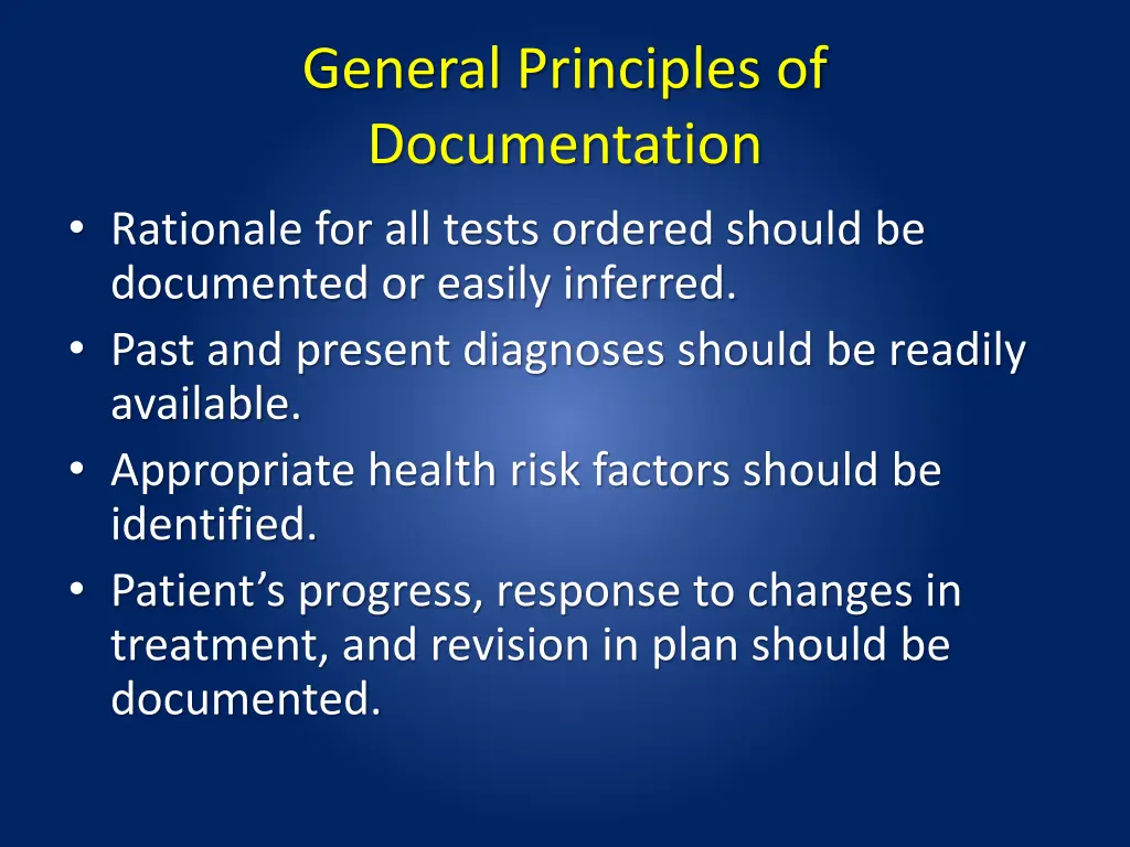 general principles of documentation rationale