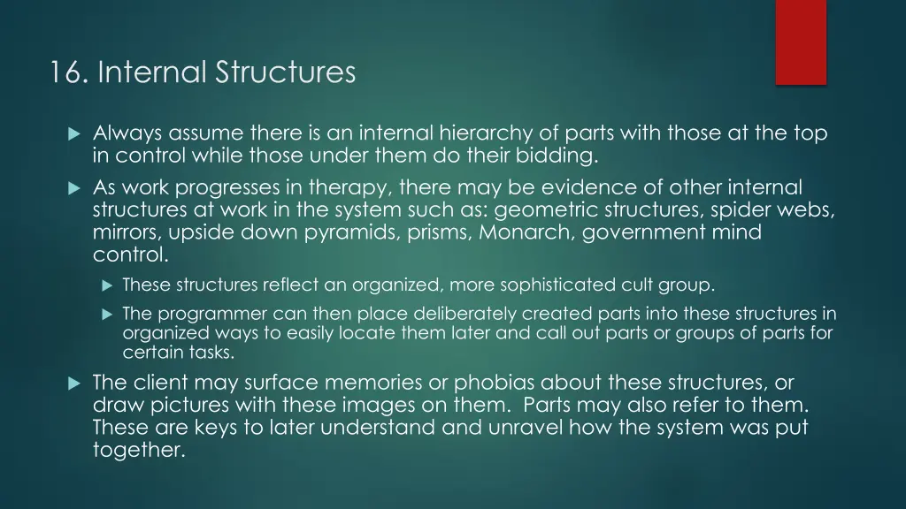 16 internal structures