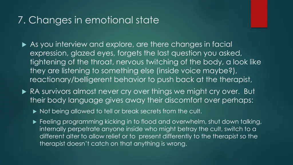 7 changes in emotional state