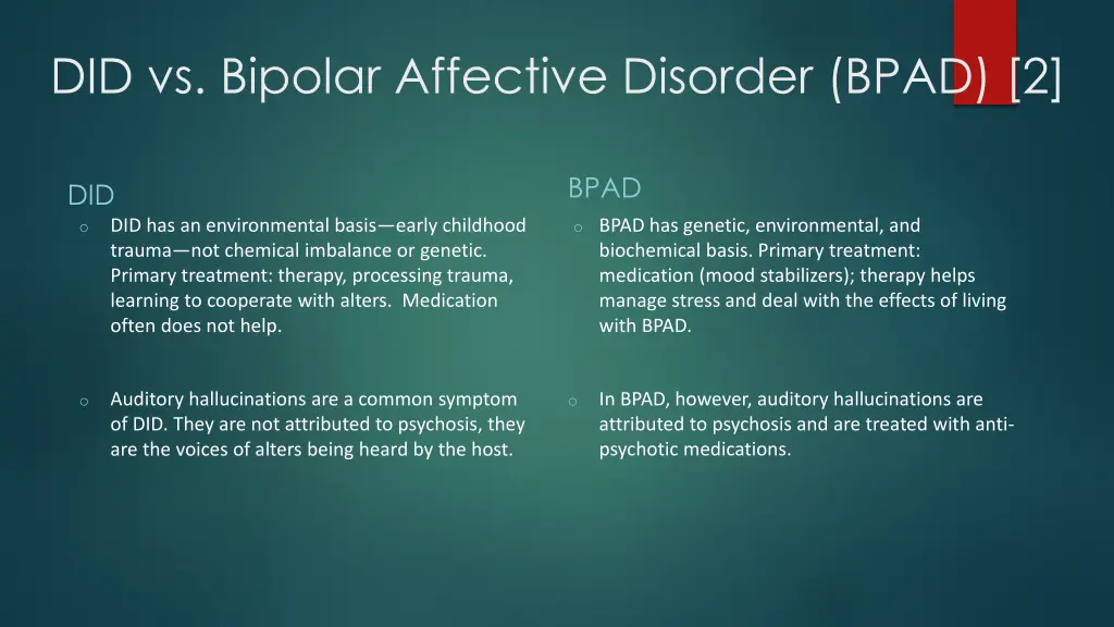 did vs bipolar affective disorder bpad 2