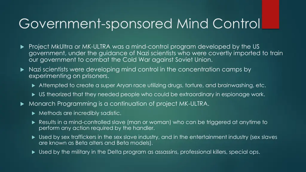 government sponsored mind control