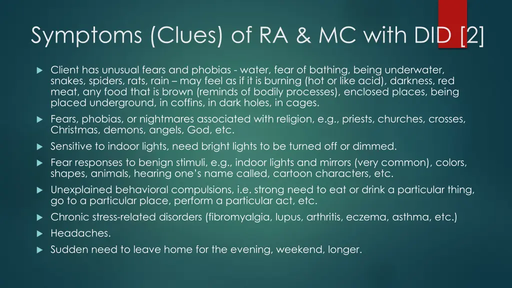 symptoms clues of ra mc with did 2