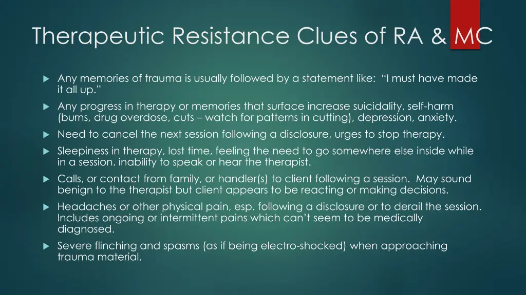 therapeutic resistance clues of ra mc