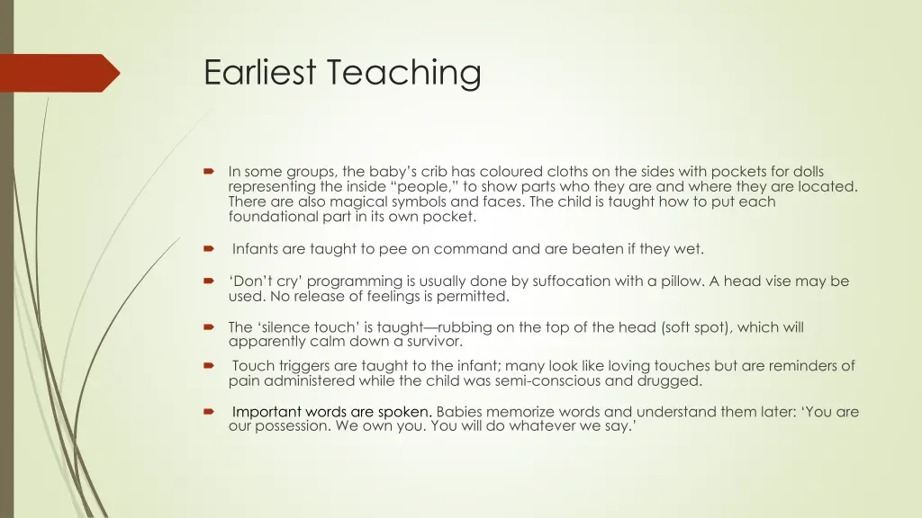 earliest teaching