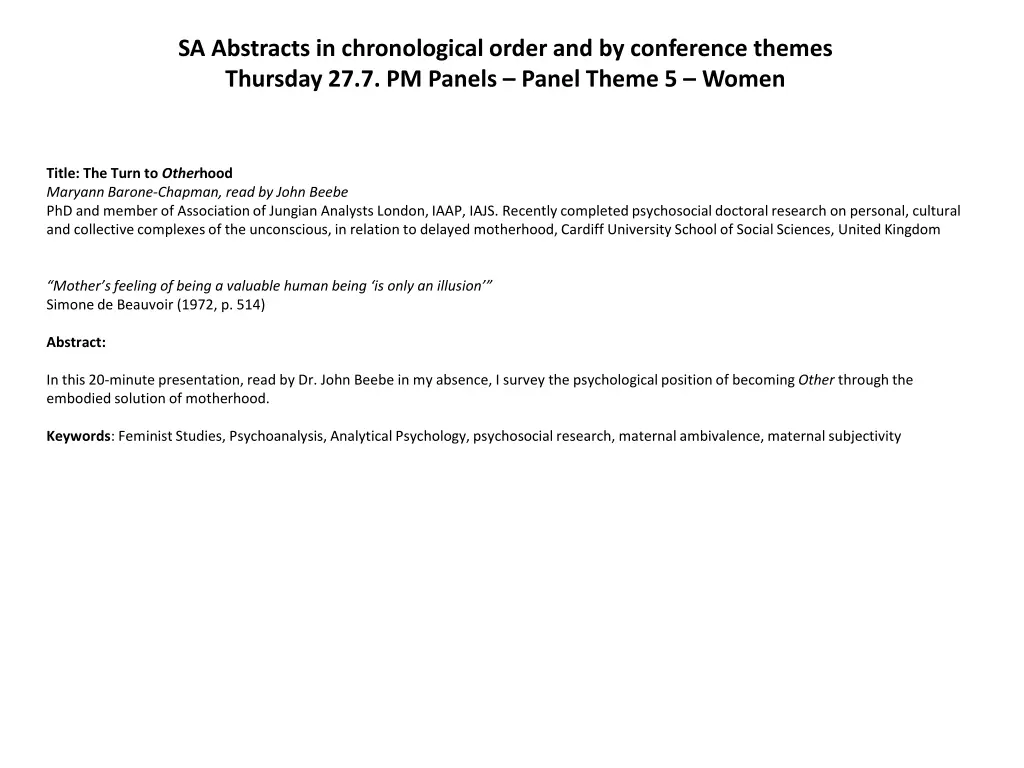 sa abstracts in chronological order 15