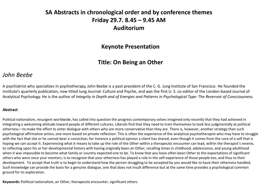 sa abstracts in chronological order 20